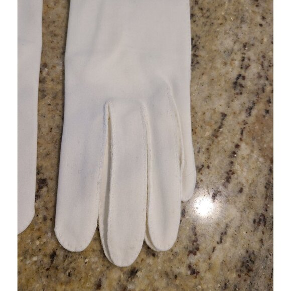 Vintage Size S 6.5 Ivory Cotton Beaded Waterfall Formal 12.5" Long Gloves - Picture 3 of 16